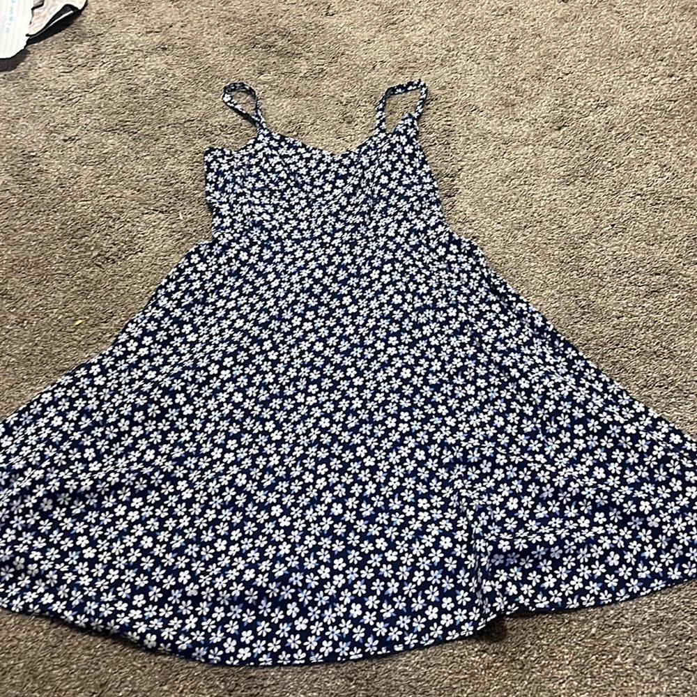 navy blue sun dress with white flowers, size S, old navy